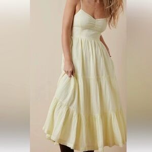 American Eagle Outfitters Light Yellow Midi Dress